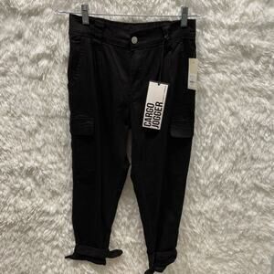 NWT Almost Famous Cargo Joggers Black Size M Bow Detail at Ankles